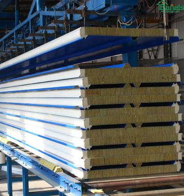 China 1000 Mm PNS 100mm 75mm Heat Insulated Sandwich Foam Panel Rock Wool Sandwich Panel Good Fire Performance for sale