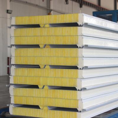 China 1000mm 2022 75/100/150/200mm Building Materials Customized Color Steel Glass Wool Sandwich Panel For Wall Roof Ceiling for sale