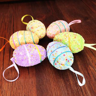 China Foam 6 Pcs Large Foam Easter Egg Colorful Stripe Easter Egg for sale