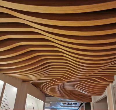 China Instrustrial Custom Decorative Wood Aluminum Cladding Venner Curtain Walls For Construction Buildings for sale