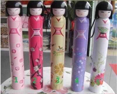 China Japanese Times Cute 3 Bottle Kimono Novelty Bead Doll Children Kokeshi Umbrella for sale