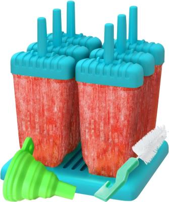 China Viable Popsicle Molds With Sticks Ice Pop Maker 6 Pieces Silicone Funnel And Cleaning Brush Release for sale