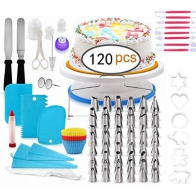 China Viable Wholesale Cake Turning Decorating Consumables Bundle Including Turntable Set Cake Making Tools With Pastry Bag for sale