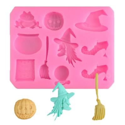 China Amazon Hot Viable Hot Sale Halloween Witch Pumpkin Festival Fondant Cake Silicone Molds For Chocolate Cake Decorating DIY Baking Tools for sale