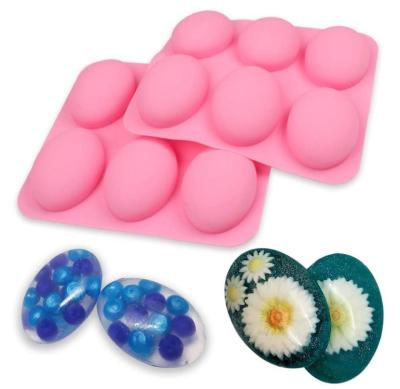 China Multifunctional Stocked 6 Cavity Oval Soap Mold For Soap Making Silicone Mold DIY Soap Making Supplies for sale