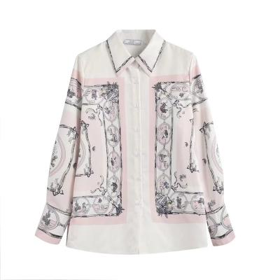 China PB&ZA2022 Summer Fashionable Western Style Chiffon Shirt Design Sense Niche Temperament Long Sleeve Tops for sale