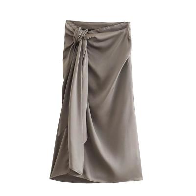 China PB&ZA2022 spring niche design temperament breathable all-match and summer new women's clothing tied midi skirt skirt for sale