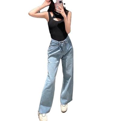 China PB&ZA Spring New Womens Pants Breathable Straight High Waist Wide Leg Casual Loose Jeans 6045/045 for sale