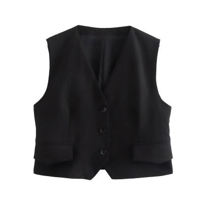 China 2010/821 PB&ZA Spring And Summer New Women'S New Breathable Black Straight Thin Vest for sale