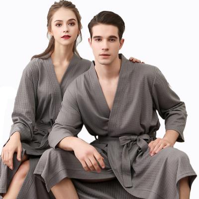 China QUICK DRY Gift Your Own Beautiful Robe Hotel Lovers Bathrobe Couples Waffle Bathrobe for sale