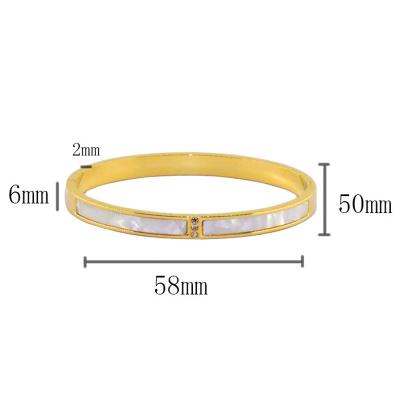 China Hot Selling Fashion Popular Titanium Women Bracelets Luxury White Shell Bangles Steel Bracelet for sale