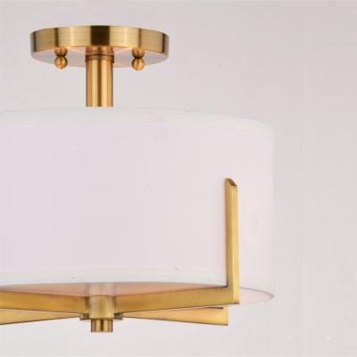 China Retro Classic Modern Light Semi Flush Round Mount Ceiling Light Gold Ceiling Lamp For Farmhouse Corridor for sale