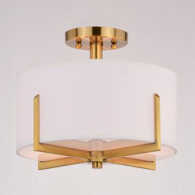 China Classic Hot Sale Modern Bedroom Hotel 2 Lights Semi Flush Mount Light Ceiling Lamp With Glass Shade for sale