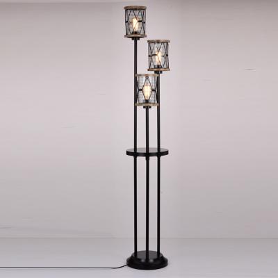 China Portable High Quality Bedroom Corner Cylinder Shade Floor Light Gold Rustic Standing Floor Lamp for sale