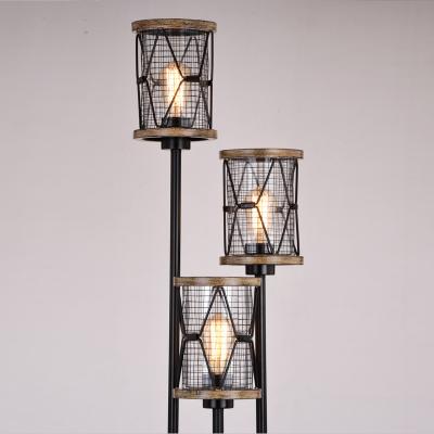 China China Portable Factory High Quality Industrial Cylinder Metal Shade Gold Tree Floor Lamps for sale