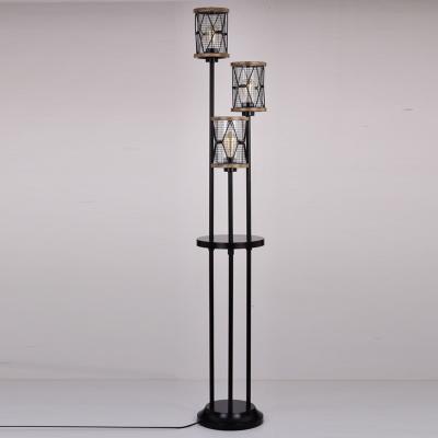 China Portable High Quality Corner Shelf Cylinder Shade Luxurious Gold Tree Floor Lamp for sale