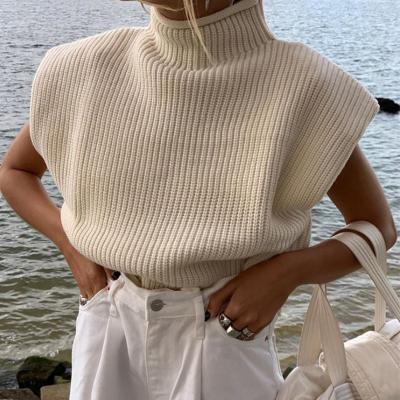 China Anti-wrinkle Summer and Autumn Fashionable Sleeveless Vest Turtleneck Stylish Tops Women's Crop Tops Women's Short Sleeve Pullover Sweater for sale