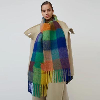 China 2022 New Long And Colorful Plaid Cashmere Chunky Scarf For Women In Warm Stylish Covering Fall Autumn for sale