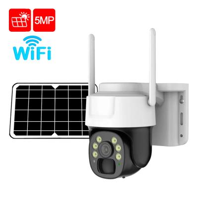 China NIGHT VISION WiFi Camera HD 5MP Solar Built-in Battery PIR AI Detection Color Night Vision Human Outdoor Waterproof Security Camera for sale