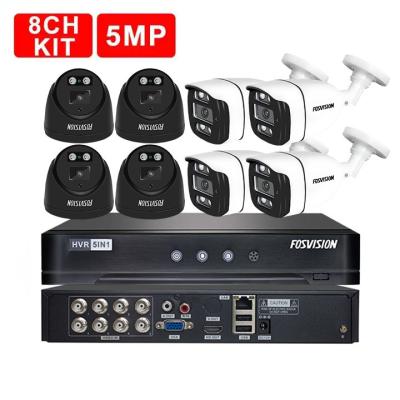 China NIGHT VISION fosvision 5mp cctv kit 8ch cctv kit 8 channel home dvr cctv camera system ahd kit security camera system for sale