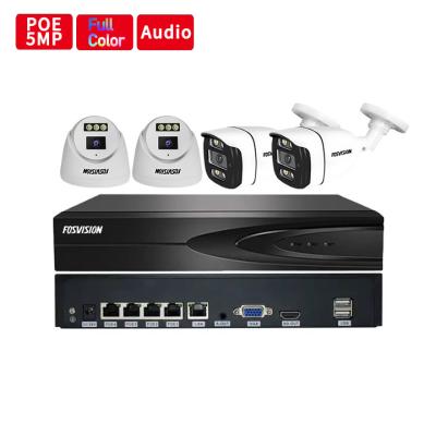 China NIGHT VISION Fosvision Hd Surveillance 5mp IP Poe Camera System 4ch 8ch Poe Nvr Camera Kit Set 4 8 Channel Nvr Home Security CCTV System for sale