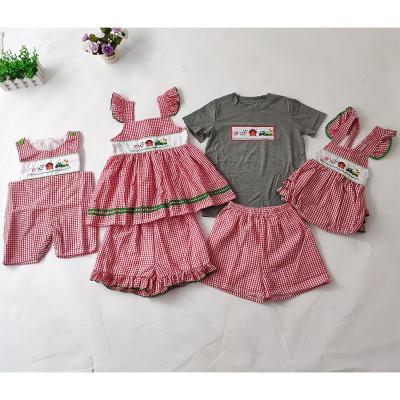 China Anti-pilling hot sale baby boutique children summer outfits little boy and girl clothing sibling outfits lovely set summer summer clothing set children for sale