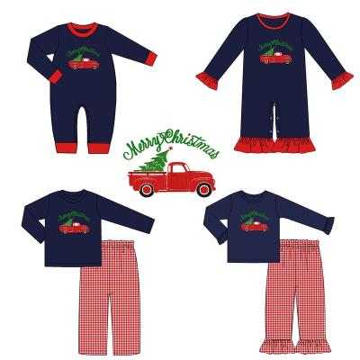 China Anti-pilling 2020 Newest Little Boy Merry Christmas Embroidery Design Sibling Outfit Children Matching Clothing Set for sale