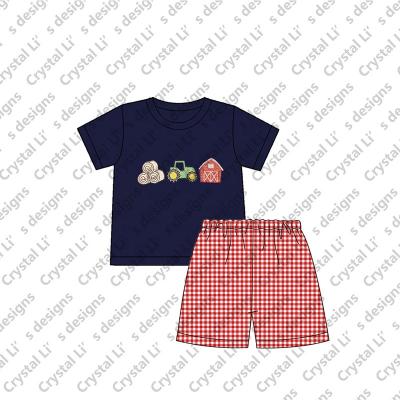 China Causal Hot Sale Farm Cute Cow Embroidered Boy Summer Clothing Cow Applique Cow Print Shorts for sale