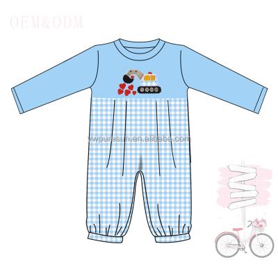 China Puresun OEM Causal Hot Selling Valentine's Day Cotton Boys Outfits Infants Toddlers Applique Clothes Baby Boy Romper for sale