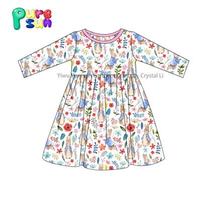 China Hottest Design Washable Easter Dresses Customized Printing Cloth Cute Colorful Baby Dressy Dress For Easter Day for sale