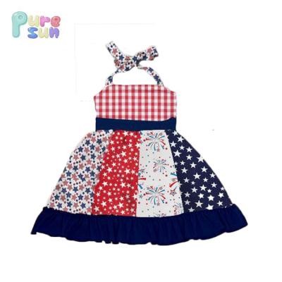 China Latest Anti-Static Baby Designs Dress Boutique Clothing Independence Day Girls Kids Dresses for sale