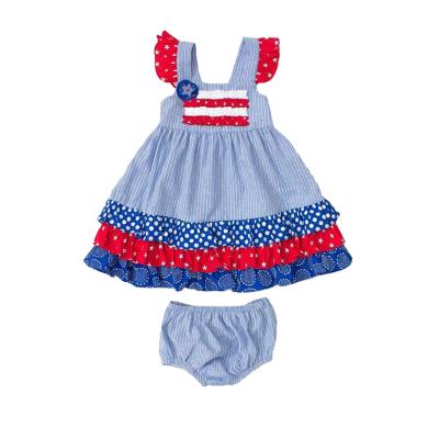 China Newest Anti-Static Dress Designs American Girls Dress Independence Day Sleeveless Babies Dresses Wholesale for sale