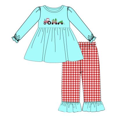 China Casual Christmas Long Sleeve Baby Boutique Cotton Dresses Pants Set Outfits 2pc Kids Girls Dressing Sets for sale