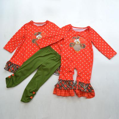 China 2018 new design children's clothing 2pcs sets turkey embroidery clothing girls boutique thanksgiving casual outfits for sale