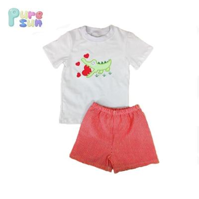 China 2019 100% cotton baby clothing outfit kids boy valentine boutique clothing sets for sale