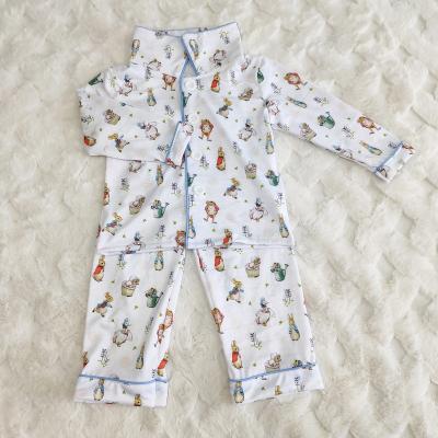 China Wholesale High Quality Breathable Kids Cotton Pajamas Easter Kids Pajamas 2 Pcs Bunny Button Down Children Sleepwear 1-10T for sale