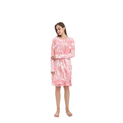 China Hot Sale QUICK DRY Ladies Night Wear Dresses Printed Tie Dye Home Wear Dresses Women Irregular Nightwear Sleepwear Long Nightgowns for sale