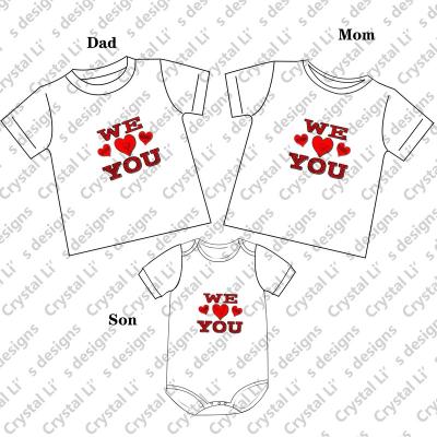 China Anti-pilling Mom 100% Matching Hot Selling Family Outfits Cotton Valentine's Day Heart Print Clothes and Daughter Matching Clothes for sale