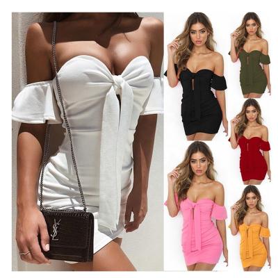 China OEM Wholesale Anti-static Sexy Summer Mini Off Shoulder Dress Sexy Long Sleeve Jumpsuit Club Casual Dresses for sale