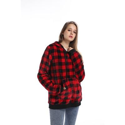 China 2020 New Arrival Anti-wrinkle Merry Christmas Women Multi Color Plaid Fleece Pullover Hoodie With Pocket for sale