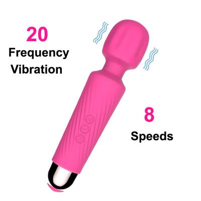 China Hot Selling 20 Mode Silicone Vibration USB Reacharge Stong Wireless Massager AV Magic Wand Men Women Powerful Handheld Vibrators for sale