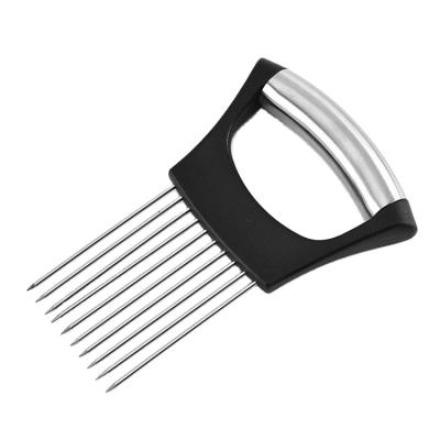 China Viable for Smell Remover Slicing Vegetable Fruit Chopper Cooking Tools Stainless Steel Onion Rack Onion Slicer Needle for Kitchen for sale