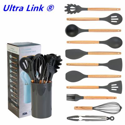 China Sustainable Silicone Cookware Set With Wood Handle Wholesale for sale