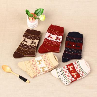 China 2021 Wholesale 2021 Funny Cute Deer Breathable Wool Socks Soft Women Bulk Cotton Christmas Socks for sale