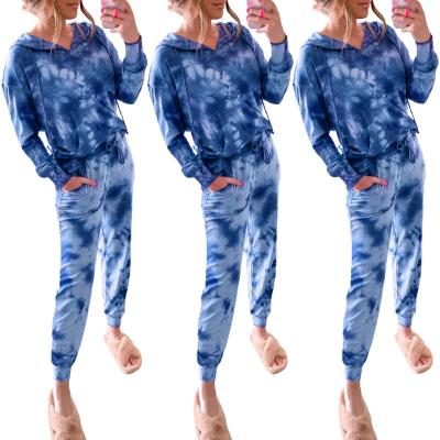 China 2022 Women Clothing Set Breathable Two Piece Tracksuit Tie Dye Jogger Set Sweatpants And Hoodie Set for sale