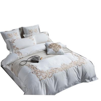 China Nondisposable Floral 6 PCs Luxury Embroidery Bedding Set for sale