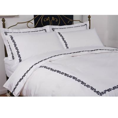 China Nondisposable Navy Embroidered Duvet Cover Set Duvet Cover Sheet Set Bedding Set Sheets for sale