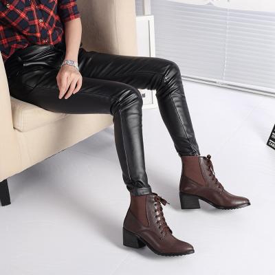 China Cheap Nice Casual Chunky Mid Boots China Manufacturer Heel Lace-up Knight Boots Sock Boots Pointed Toe Boots for sale