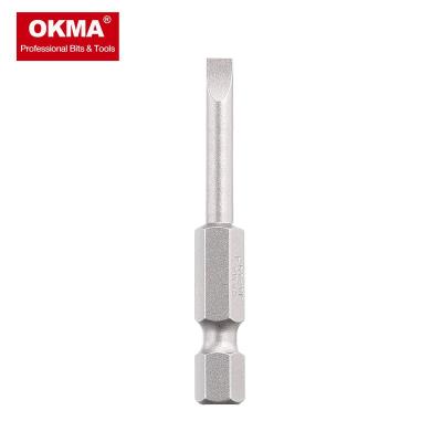 China Durable OKMA Slotted Head 1/4inch Flat Product Impact Bit Set S2 Hex Shank For Electric Screwdriver Bit Set for sale