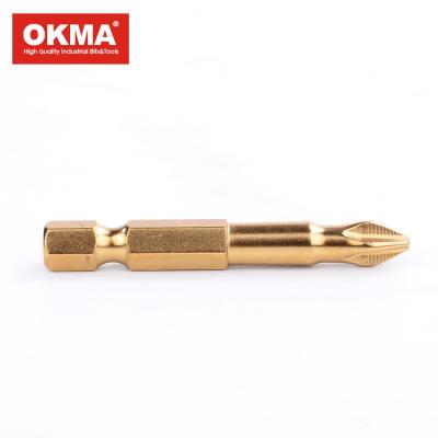 China Taiwan S2/JP SKD Customized Standard Industrial Tools 50/65mm Phillip Head Titanium Screwdriver Bits Single Impact Bit for sale